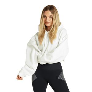 Sudadera con capucha corta acolchada de diseñador desgastado para mujer, jersey con hombros caídos de talla XS, sudadera de punto, ropa de calle de invierno, Top con capucha - Product Image 5