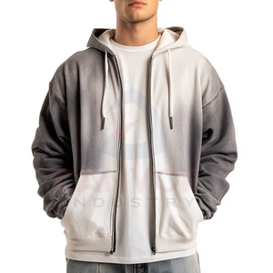 เสื้อมีฮู้ดมีซิปสำหรับผู้ชายอินเทรนด์ใหม่ไซส์ใหญ่พิเศษมีซิปเสื้อฮู้ดผ้าฝ้ายสไตล์ลำลองมีซิป - Product Image 6
