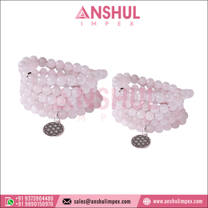 Good Quality Best Selling Handmade Rose Quartz Crystals 108 Prayer Bead Meditation Mala <b>Bracelet</b> for Wholesale Purchase - Product Image 3