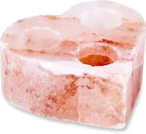 Titulaires de photophore à trois trous en forme de coeur de sel de l'Himalaya, support de photophore à bas prix, supports de photophore de l'Himalaya du Pakistan - Product Image 2