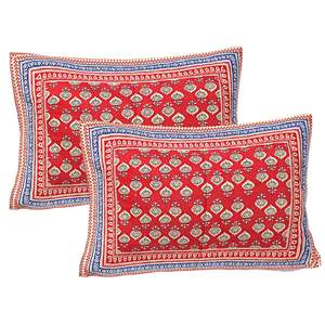 Super <b>King</b> <b>Size</b> 3pc Red Paisley 100% Cotton <b>Sheet</b> Set with 2 Pillow Covers (SHKV1099) - Product Image 3