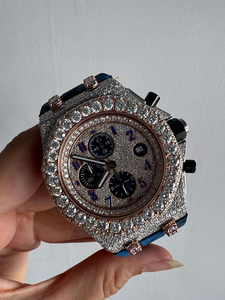 Stylish <b>Mens</b> Moissanite Diamond Watch Stainless Steel Hip Hop Luxury Mechanical Glass Dial - Product Image 6