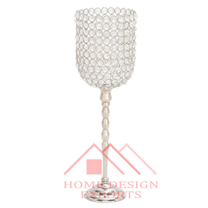 Base en métal fini argenté et bougeoir en métal design cristal Bougie décorative pour la maison-Hurricane - Product Image 3