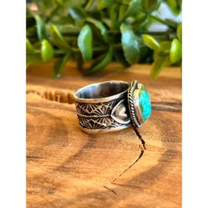 Sunshine Reeves Royston <b>Turquoise</b> Sterling Silver Vintage Heart <b>Ring</b> Size 9.75 - Product Image 4