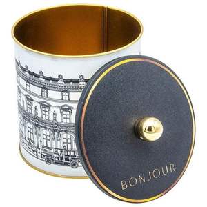 2.1L Vintage Cityscapes Ilustración Recipiente redondo de metal con mango de perilla de 140x150mm Latas de metal de 150mm - Product Image 2