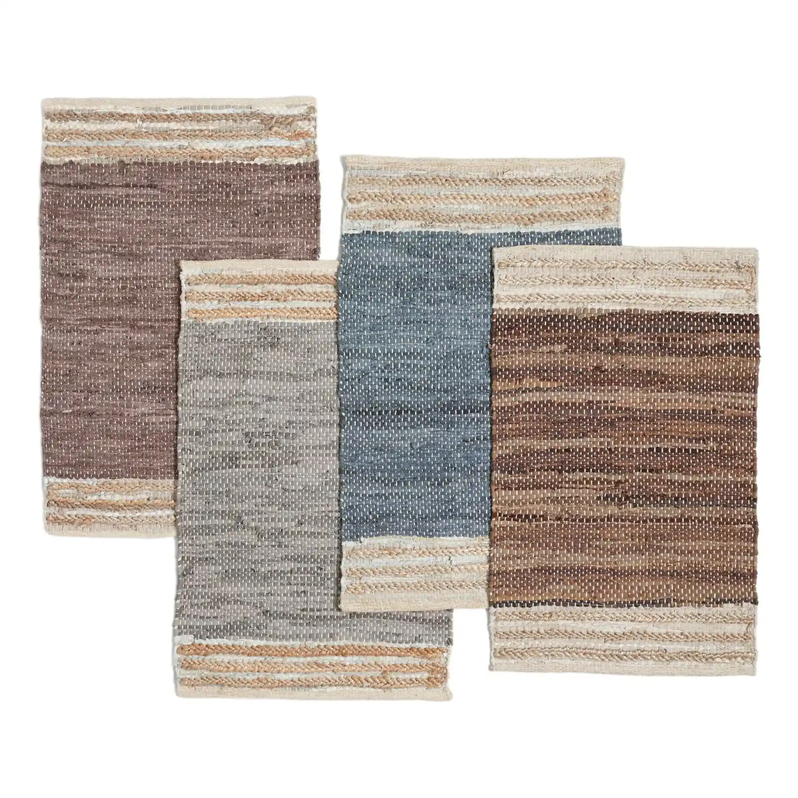 fashion best quality carpets and rugs Recycled Brown Leather Rag Rug Carpets by Impexart for Home