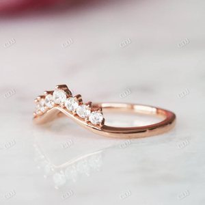 Anillo de Compromiso y Matrimonio de Oro Sólido de 18K con Diamante Cultivado en Laboratorio con Certificación IGI, Estilo Chevron Brillante, Joyería de Moda para Fiesta - Product Image 3