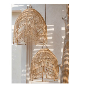 Lampe en corde de jute tissée à la main de conception vintage moderne 2025 Pendentif rond en rotin - Product Image 5