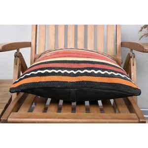 Brown Wool Kilim Pillow 18x18 Inch Luxury Fluffy Patterned <b>Cushion</b> Woven Vintage Square Print Feather for Bedding <b>Christmas</b> - Product Image 5