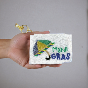 Pochette porte-monnaie perlée personnalisée pour les festivals de Mardi Gras 2025 Fermeture à glissière de forme carrée Belles options pour les événements de festivals - Product Image 3