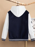 Maßgefertigte Großhandels-College-Varsity-Jacke in Marineblau mit Echtleder-Patchwork Vorne und Innenschicht, Wasserdichter Trendiger Letterman-Mantel