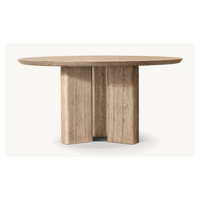 Table à manger en teck massif avec piétement sur pieds, design moderne et durable, pour appartement, hôtel, restaurant, villa, intérieur/extérieur, garantie 10 ans