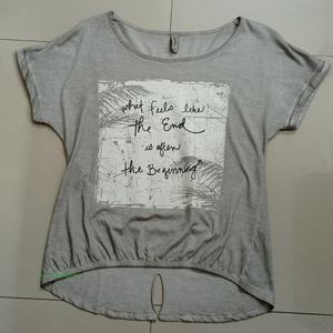 Camiseta de poliéster de algodón de manga corta para mujer de moda con serigrafía Turn Neck Design Fancy Casual Logo Decoration - Product Image 3