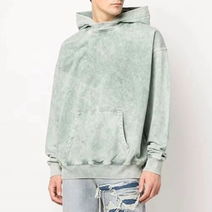 Logo personnalisé Streetwear 100% coton à capuche pull-over à capuche lourd surdimensionné avec poche kangourou hommes délavé à l'acide - Product Image 1