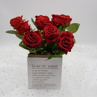Hotel Dekorative Samt-Rote Rose Künstliche Blumenarrangements Hochzeitsdekoration Requisiten Künstliche Rosen Großhandel