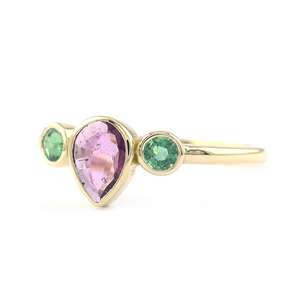 18K sólido amarillo oro pera rubí natural lado redondo Esmeralda anillo personalizado piedras preciosas anillo de oro mujer Joyería Al por mayor proveedor a granel - Product Image 4