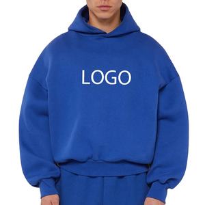 Manufacturers Custom 500GSM 600GSM <b>Men</b> Oversized Box Fit Thick Heavyweight Cotton Drop Shoulder Boxy Blank <b>Cropped</b> Hoodie <b>Men</b> - Product Image 1