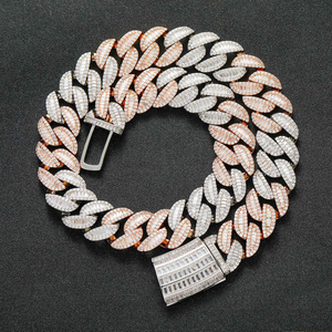 14k โซ่ชุบทองสีขาวทึบโซ่คิวบาสำหรับผู้ชายกำหนดเอง VVS Moissanite Baguette ตัดเพชรที่เป็นของขวัญสำหรับการหมั้น - Product Image 2