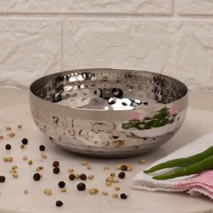 Drable stainless steel serving <b>bowl</b> for everyday use in kitchen suitable for hot soups stews <b>curries</b> or cold salads - Product Image 2