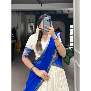 Lehenga Choli Heavy Chex en poly coton de designer avec tissage Zari pour la fête de mariage et la mariée - Product Image 5