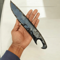 Arme de cristal de lame de poignard de couteau tricoté à la main d'obsidienne noire, outil de Protection spirituelle décor métaphysique cadeau symbolique