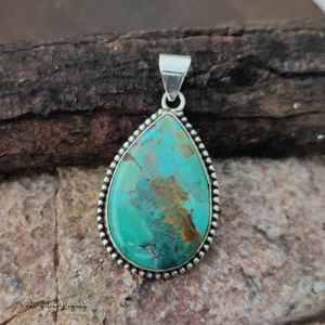 Natural Kingman Turquoise Gemstone Pendant 925 Sterling Silver Pendant Jewelry Handmade <b>Boho</b> <b>Necklace</b> For Women - Product Image 4