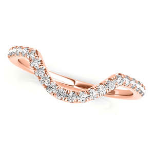 14k Rose Gold Diamond Accented Contoured Wedding <b>Band</b> 0.17ct Diamond <b>Rings</b> - Product Image 1
