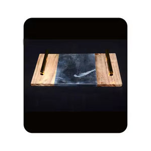 ถาดหินอ่อนสีเทาดีไซน์ทันสมัยผสมโลหะไม้คุณภาพดีกว่าสำหรับตกแต่งโรงแรมพร้อมจำหน่ายจากผู้ผลิตอินเดีย - Product Image 6