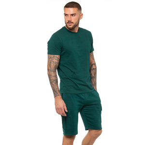 INNOVEARS แฟชั่นใหม่ล่าสุด เสื้อผ้าผู้ชายลำลอง ระบายอากาศได้ดี เสื้อแขนสั้นฤดูร้อน ชุดเซ็ต 2 ชิ้น สกรีนโลโก้ได้ ผ้าฝ้ายฟลีซสีพื้น - Product Image 1