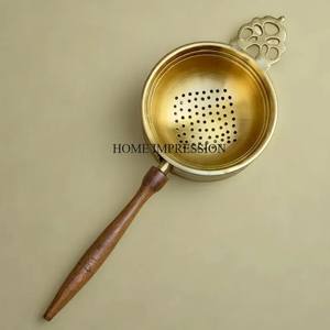 Aluminum Casted Silver Color Finished Vintage Designer <b>Engraved</b> With Gold Plated Tea Strainer Home & Hotels Kitchenware <b>Tools</b> - Product Image 3