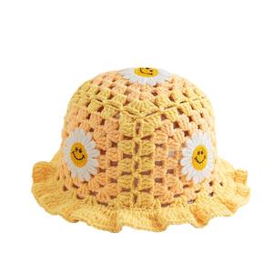 Gorro de Pescador Tejido a Mano de Ganchillo Japonés, Lindo, Dulce, Fresco, con Volantes, Estilo de Dibujos Animados, Casual, Hueco, de Lana, de Invierno, con Diseño de Personaje - Product Image 5