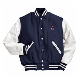 Chaqueta Universitaria de Béisbol con Mangas de Cuero Vigour, Bordado de Chenilla Personalizado para Hombre, Chaquetas de Invierno Tejidas Casuales - Product Image 5