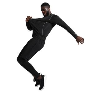 Conjunto de entrenamiento de gimnasia activo de 2 piezas para hombre, mallas y pantalones cortos de compresión Fitness de manga larga, ropa de Yoga personalizable - Product Image 5