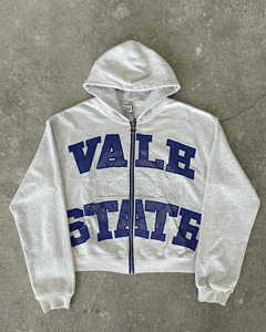 Fabricante de logotipo personalizado de peso pesado lavado con ácido Sun Faded desgastado Vintage apliques bordados parche de gran tamaño Zip Up Hoodies - Product Image 6