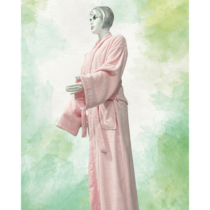 100% coton organique refroidissement femmes Jacquard robe de chambre séchage rapide rose couleur unie peignoir - Product Image 3