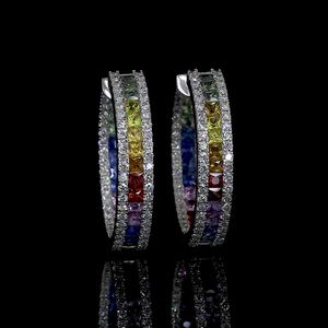 Pendientes de Aro con Zafiro de Diseño y Diamantes de Laboratorio |   Joyería de Lujo para la Noche - Product Image 1