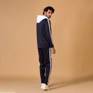 Venta al por mayor de alta calidad Slim Fit Casual sólido chándales sudaderas con capucha 100% algodón nuevo diseño de los hombres chándal de dos piezas - Product Image 2