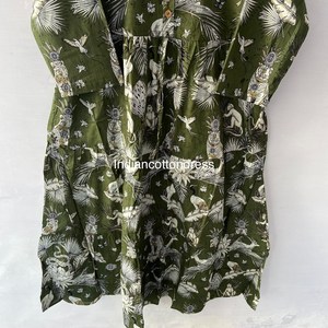 Robe Handblock de couleur verte à imprimé tigre à la demande pour femmes du fournisseur indien de robe Blousen - Product Image 4