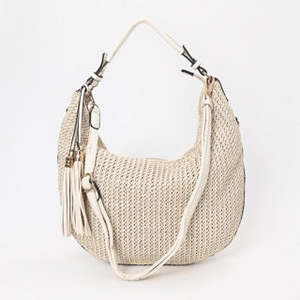 Bolso Hobo de Rafia Tejida Color Crema GangesGrain con Borla, Accesorio de Moda para Mujer - Product Image 6