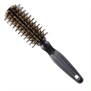 Brosse à cheveux ronde en nylon et poils de sanglier ioniques avec logo personnalisé, ligne Go-Shiny, soin du cuir chevelu, démêlage, matière plastique - Product Image 3