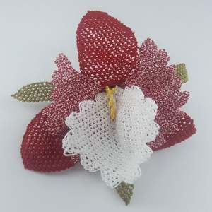 Elegante broche de encaje de aguja de Orquídea roja Pin plateado cristal perla diamante para niños fiesta boda procesamiento pines elegante - Product Image 1