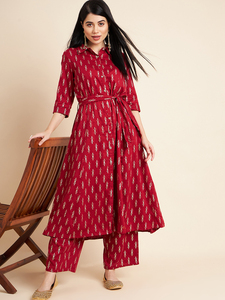 Conjunto a Precio de Mayoreo para Mujer, Kurta Anarkali de Algodón con Bordado en Color y Cuello en V, Dupatta, Perfecto para Ocasiones de Verano - Product Image 4
