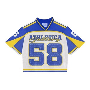 OEM Custom Breathable Plus Size American Football Mesh Fan Jersey Streetwear Oversized <b>T</b>-<b>Shirt</b> Sublimated Embroidery - Product Image 3