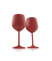 Verres à vin Divris en acier inoxydable rouge 300 ml, écologiques, réutilisables, anti-fuite, à long pied, design minimaliste, gobelets incassables