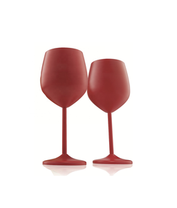 Verres à vin Divris en acier inoxydable rouge 300 ml, écologiques, réutilisables, design minimaliste, gobelets ronds incassables - Product Image 1