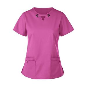 Custom 2024 Short Sleeve Multi <b>Pockets</b> Breathable Scrub Tops Nurse Hospital Uniform Top Scrub - Product Image 4