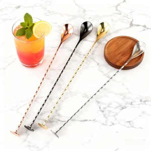 Premium Stainless Steel Cocktail <b>Bar</b> Spoon Set Long <b>Twisted</b> Handle Smooth Mixing Multi Color Finish Perfect For Home <b>bar</b> - Product Image 2