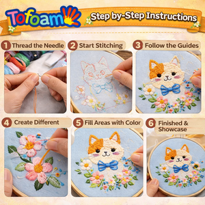 Kit de <span class=keywords><strong>Bordado</strong></span> TOFOAM OEM con Diseño de Flores y Hierba, Instrucciones <span class=keywords><strong>Paso</strong></span> <span class=keywords><strong>a</strong></span> <span class=keywords><strong>Paso</strong></span> para Principiantes en Punto de Cruz, Tela para Bordar - Product Image 4