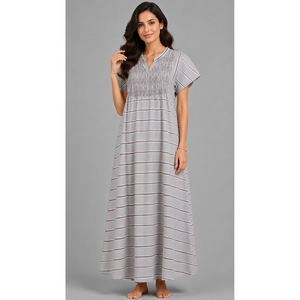 Camisón Largo para Mujer, 100% Rayón Puro, Suave y Transpirable, con Estampado de Cigarrillos, Ropa de Dormir con Bolsillo, Tipo Tejido - Product Image 4
