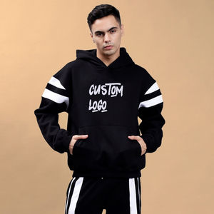 2025 nuevo invierno logotipo impreso personalizado ropa de calle para hombres chándal tamaño XXL conjunto de dos piezas de lana con pantalones apilados para hombres - Product Image 2